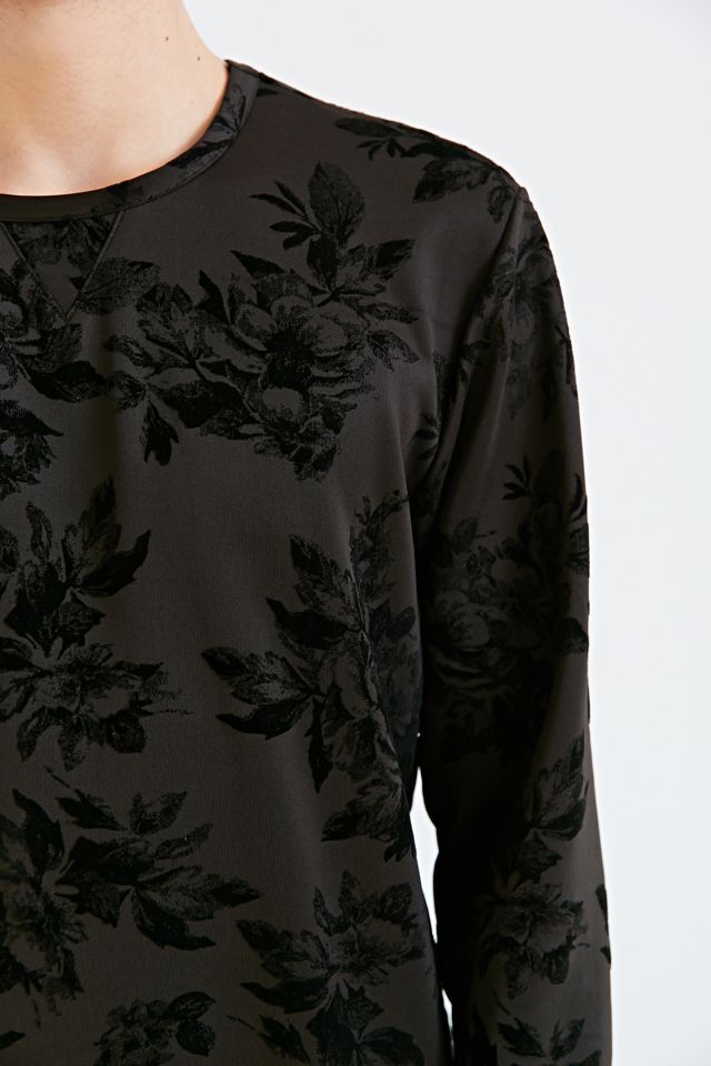 Floral Flocked Crew Neck Sweatshirt | Urban Outfitters