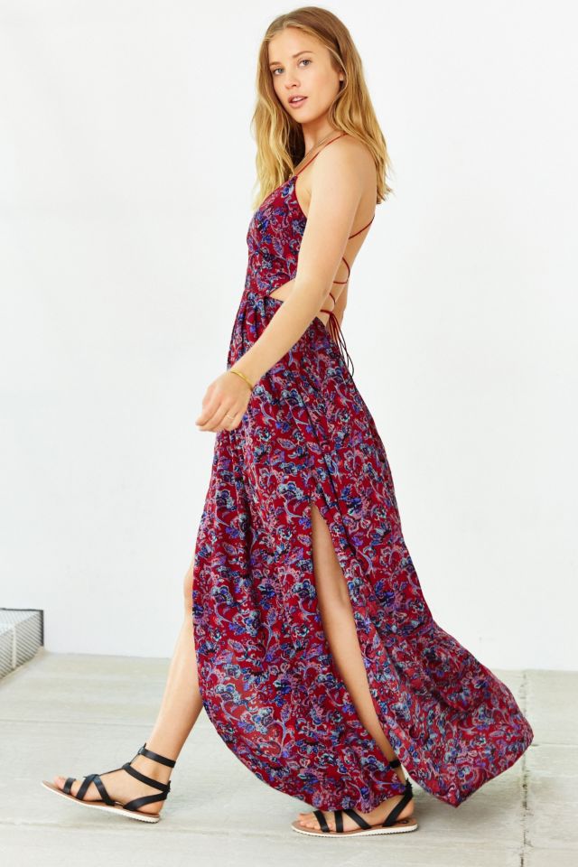 Urban Outfitters Ecote Strappy Back Safari Maxi Dress