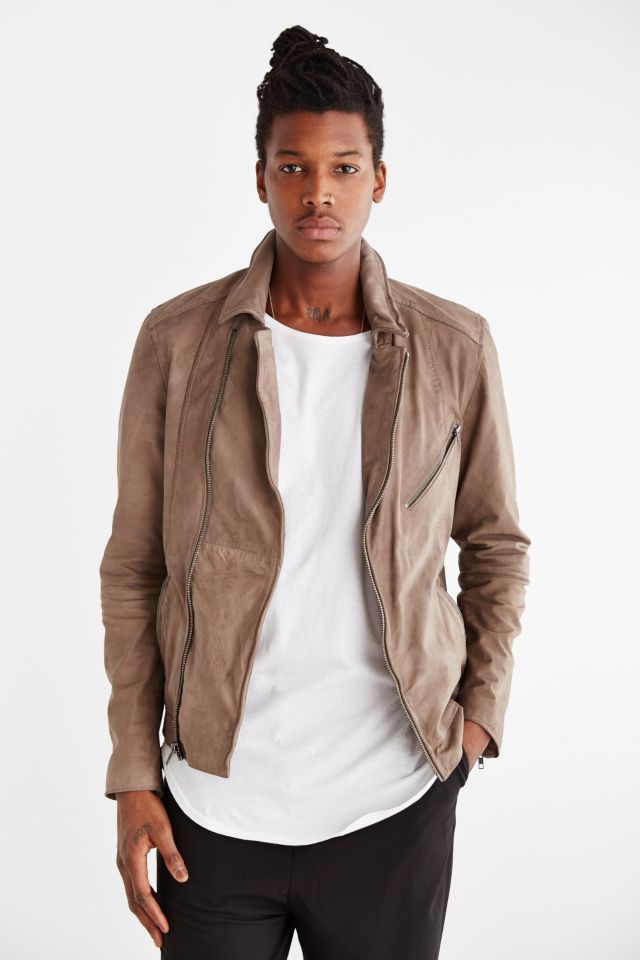 Distressed leather moto jacket sale