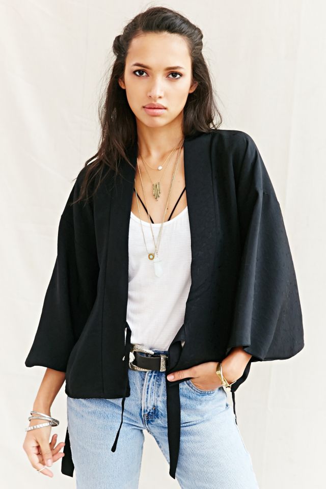 Kid's Kimono-Effect Bar Jacket Black Macrocannage Technical Fabric
