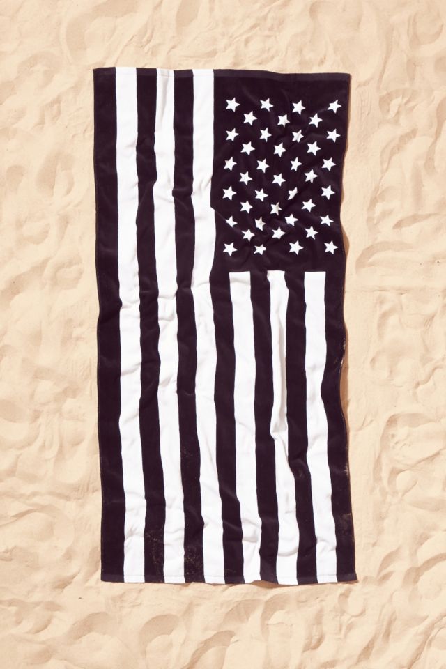 American Flag Black + White Beach Towel #1