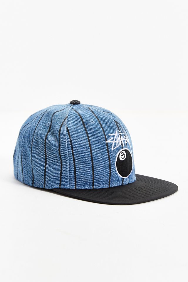 帽子 22AW Stussy Pinstripe Cap Stussy 8-Ball Pinstripe Denim Snapback Hat | Urban Outfitters Canada