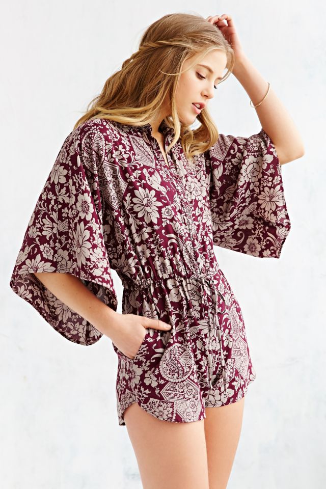 BOG Collective Kimono Sleeve Drawstring Romper