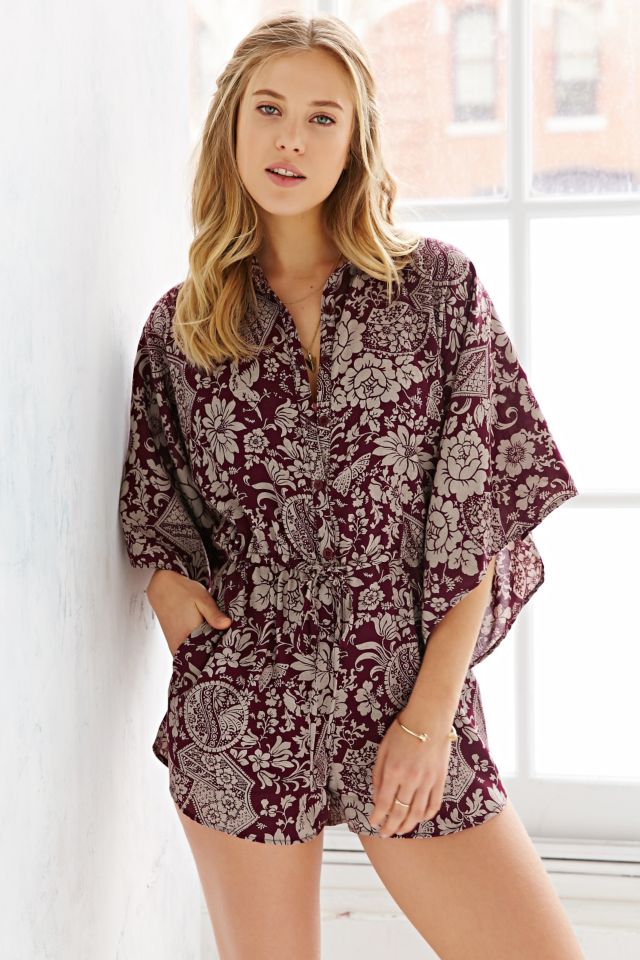 BOG Collective Kimono Sleeve Drawstring Romper #1