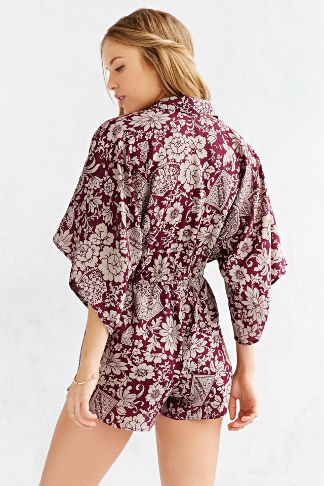 BOG Collective Kimono Sleeve Drawstring Romper #3