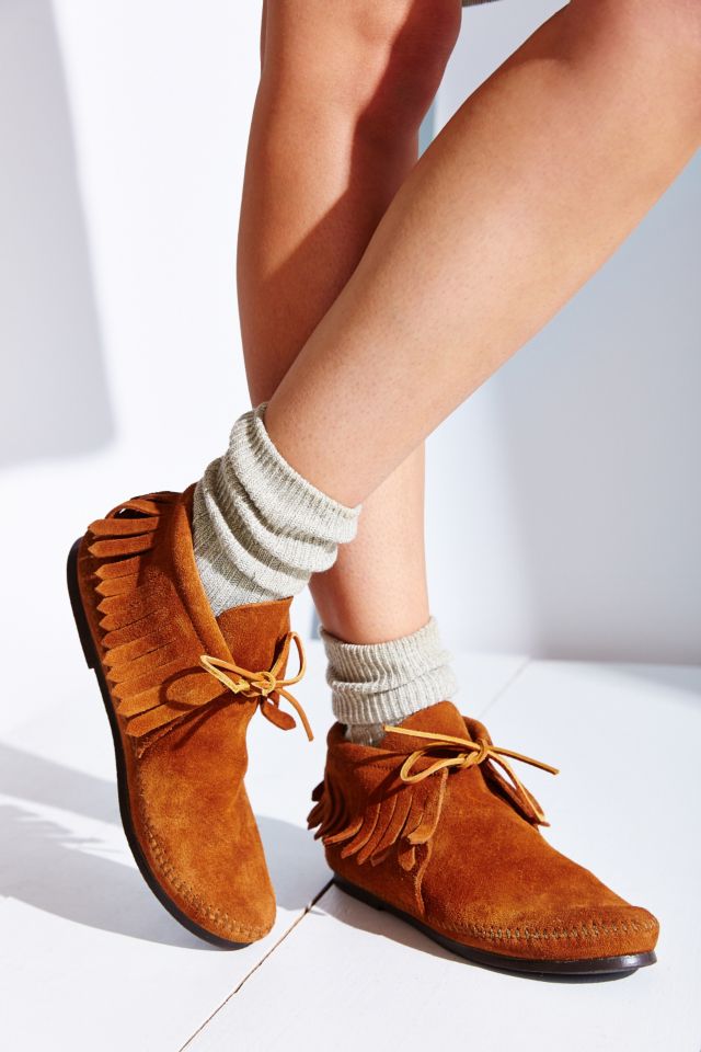 Minnetonka fringe ankle boots best sale