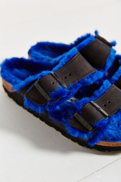 blue fur birkenstocks