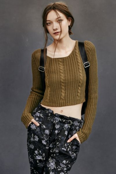 UNIF X UO Ribbed Cropped Henley Top