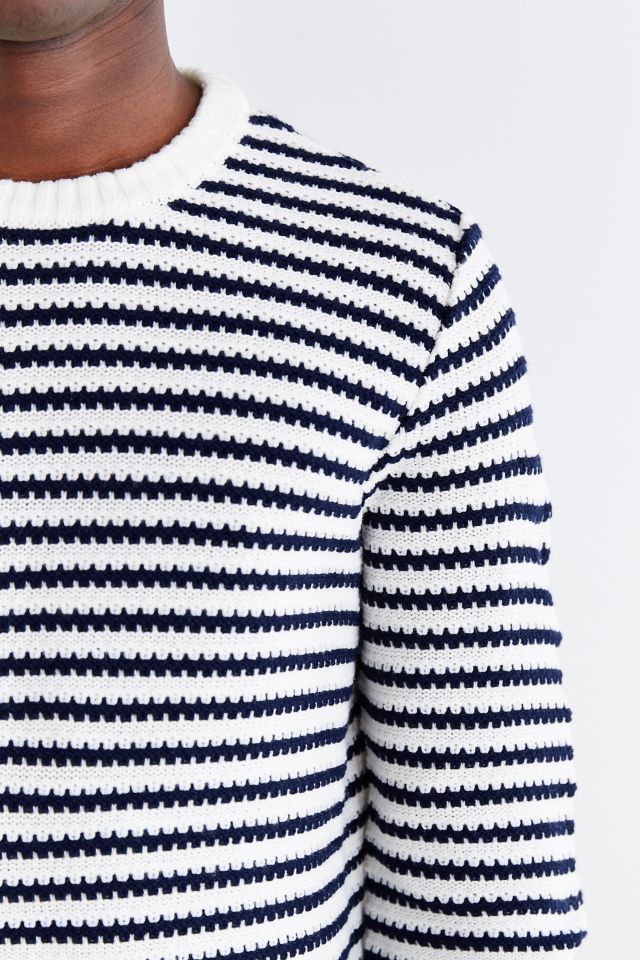 CPO Stripe Rolled Hem Crew Neck Sweater #1