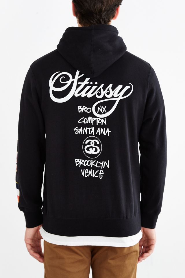 Stussy World Tour Flags Pullover Hoodie Sweatshirt