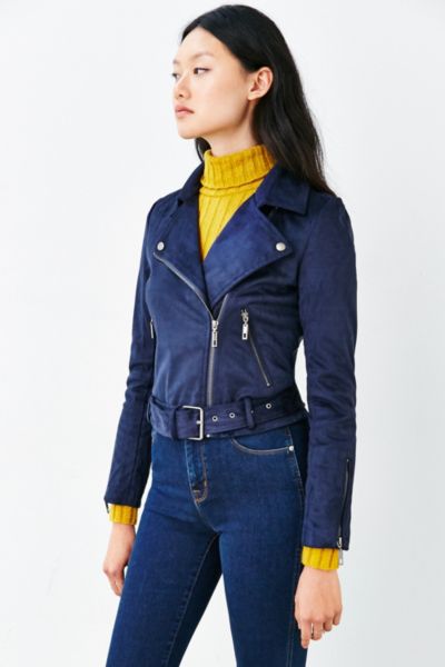 urban outfitters blue leather jacket