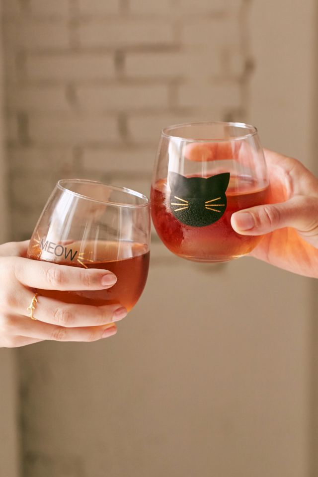 Meow Stemless Wine Glass - Set Of 2 #1