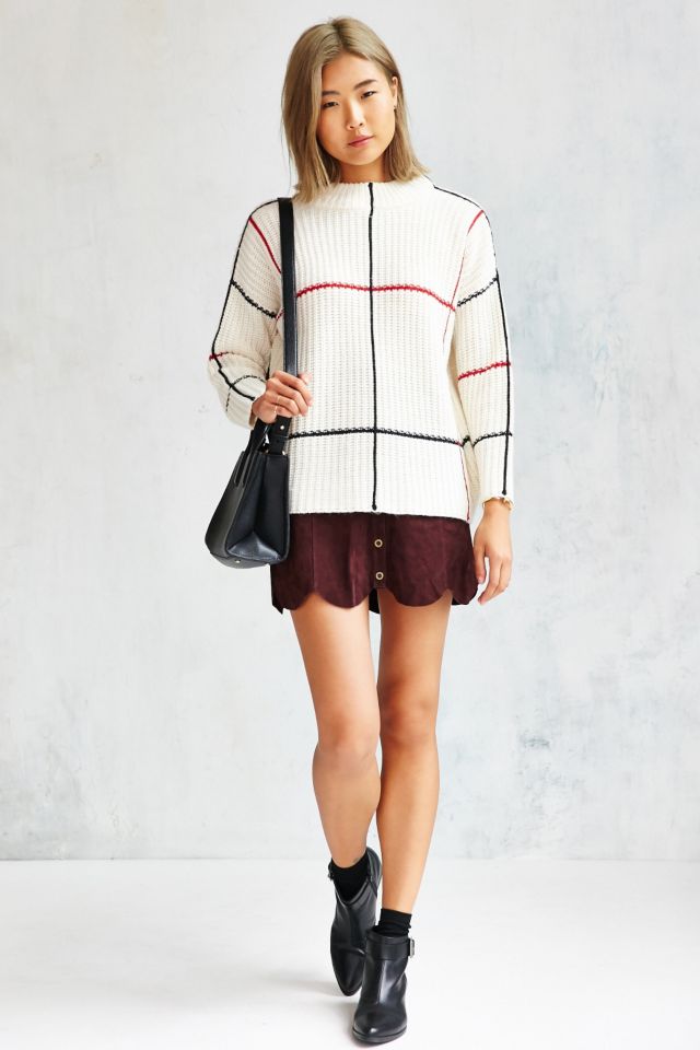Lucca Couture Window Pane Plaid Sweater #1