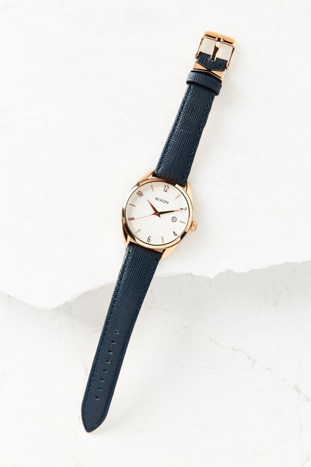 Nixon Bullet Rose Gold + Navy Leather Watch #2