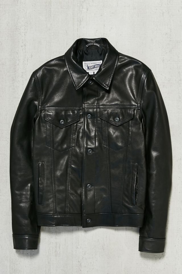 Schott leather 2025 trucker jacket