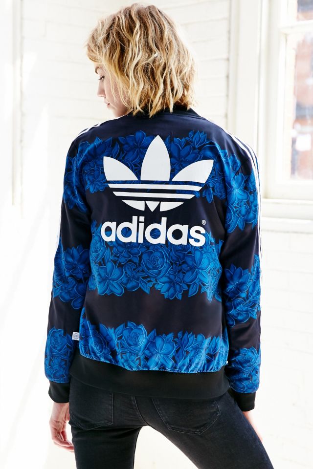 adidas Blue Floral Track Jacket Urban Outfitters