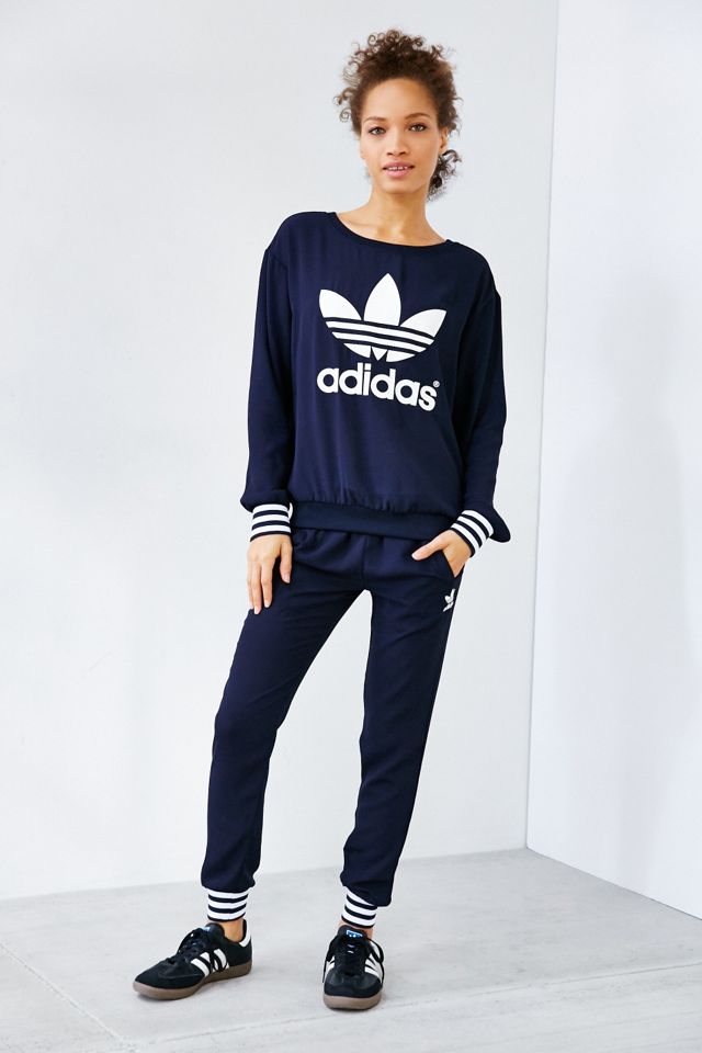 adidas Originals Navy Crepe Track Pant | Urban Outfitters