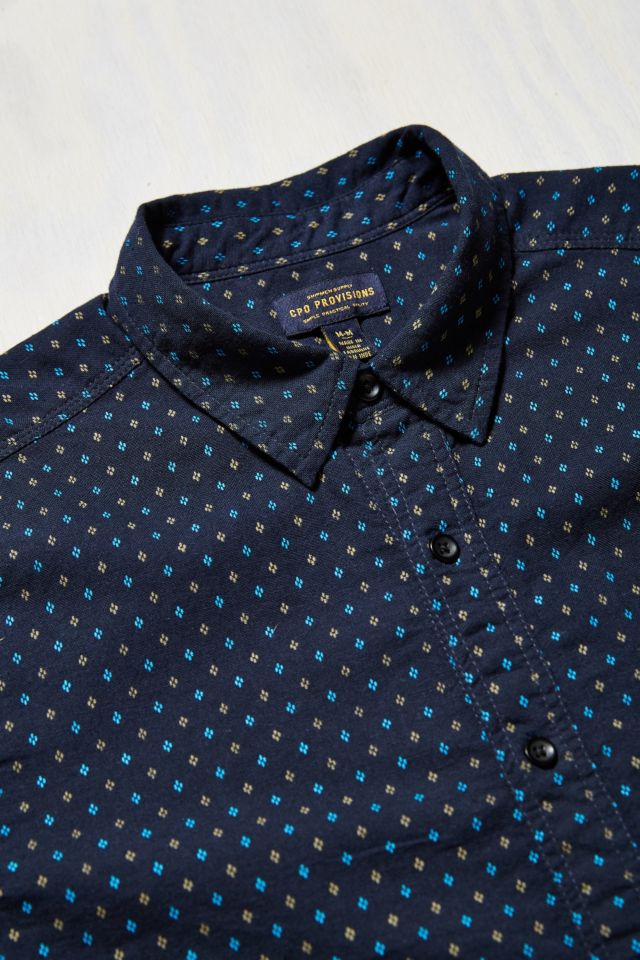 Chemise boutonnée à manches courtes avec pois et losanges CPO #4