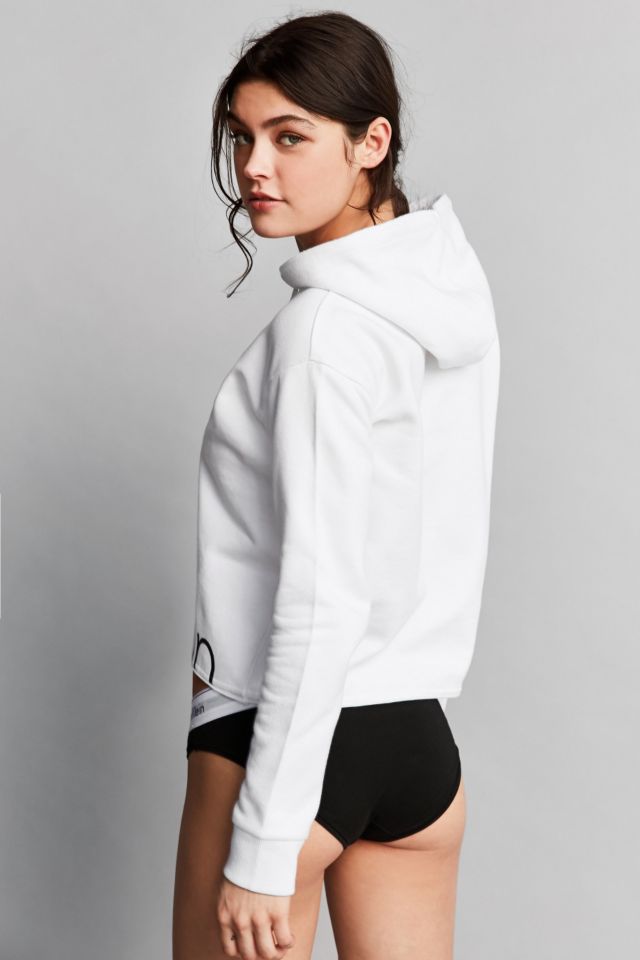 Calvin klein modern cropped best sale hoodie sweatshirt