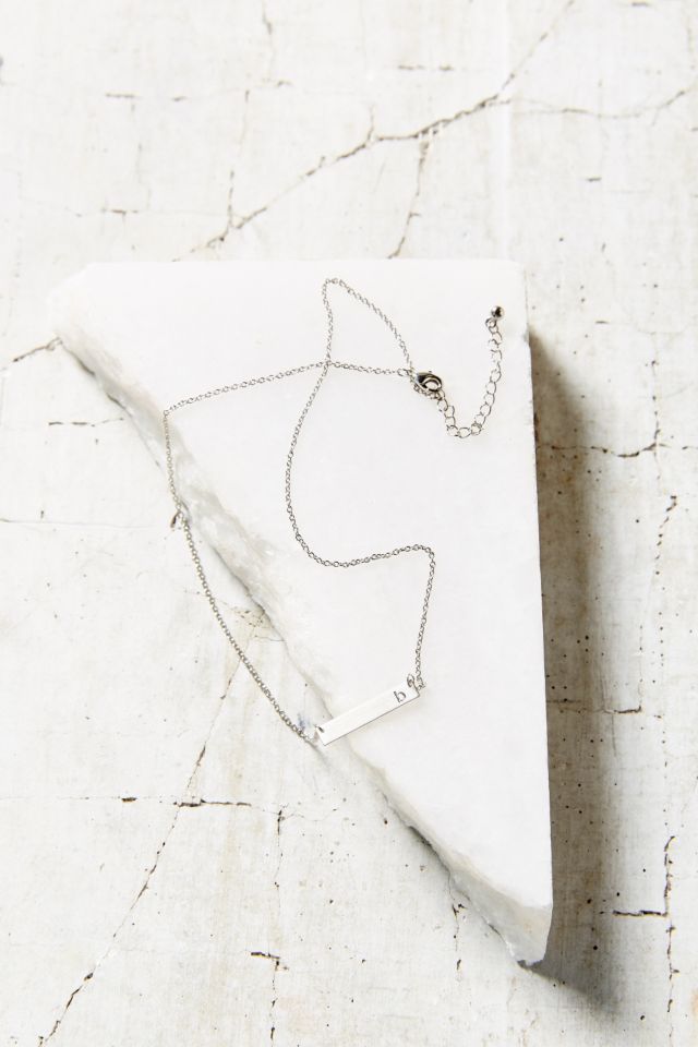 Silver Initial Bar Necklace #1