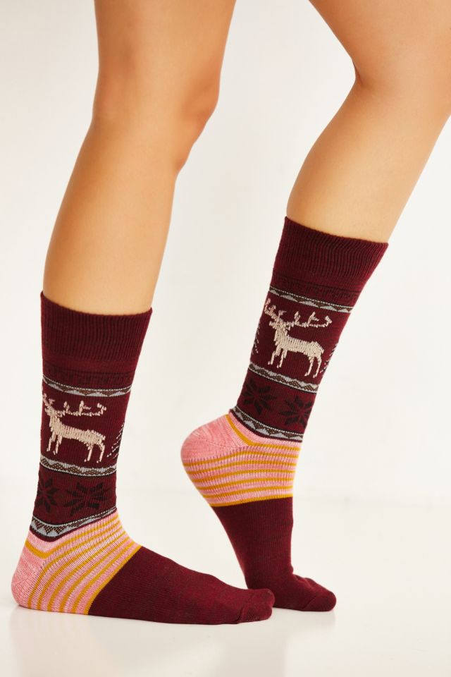 Reindeer Intarsia Boot Sock #1