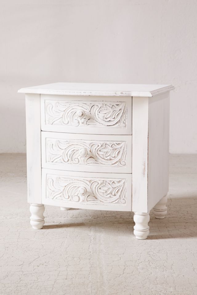 Riya Carved Wood Nightstand #2