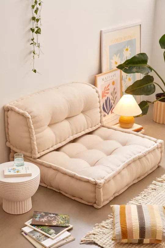 100% Cotton Water Repellent Montessori Mat, Reading Nook Cushion