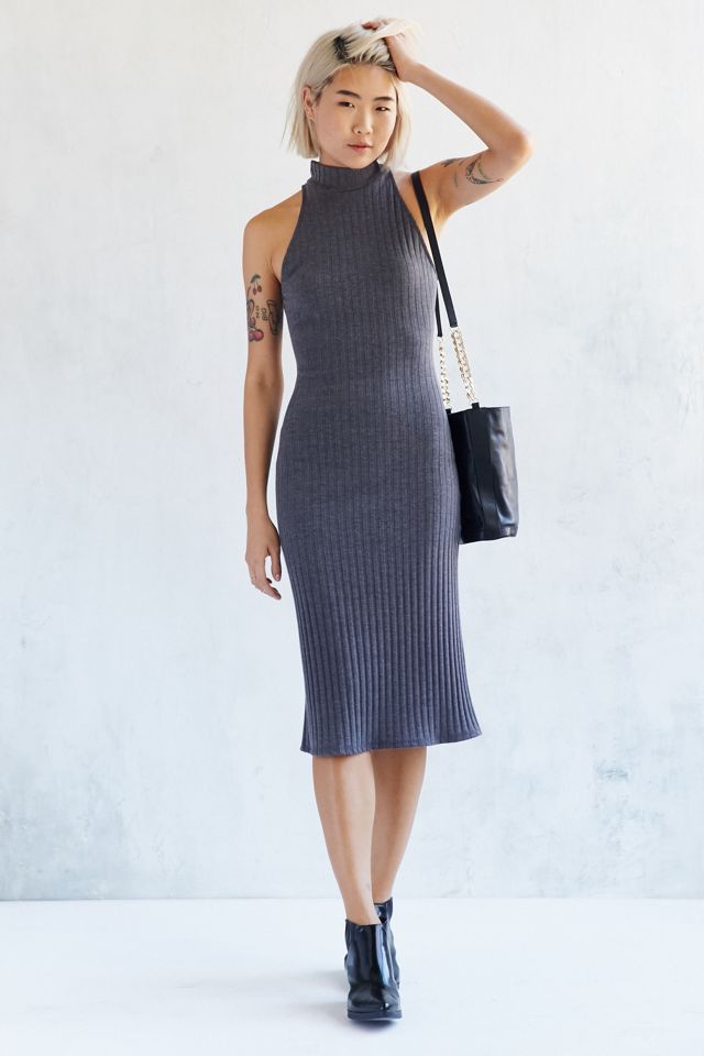 Silence + Noise Ribbed Mock-Neck Bodycon Dress | Urban Outfitters