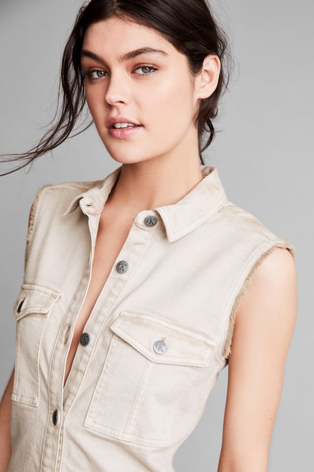 Calvin Klein For UO Khaki Sleeveless Shirt Dress #2