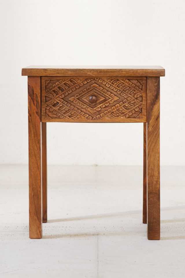 Amira Carved Wood Nightstand #1