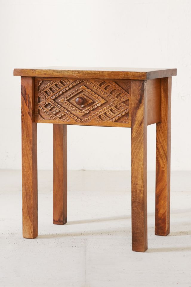 Amira Carved Wood Nightstand #2