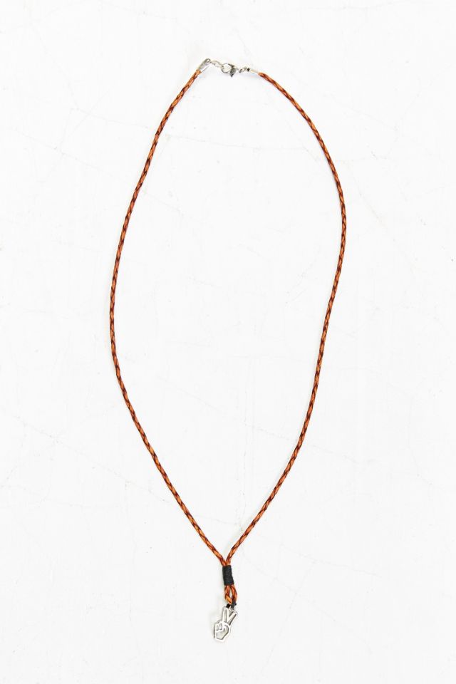 Leather Braided Peace Sign Necklace #1