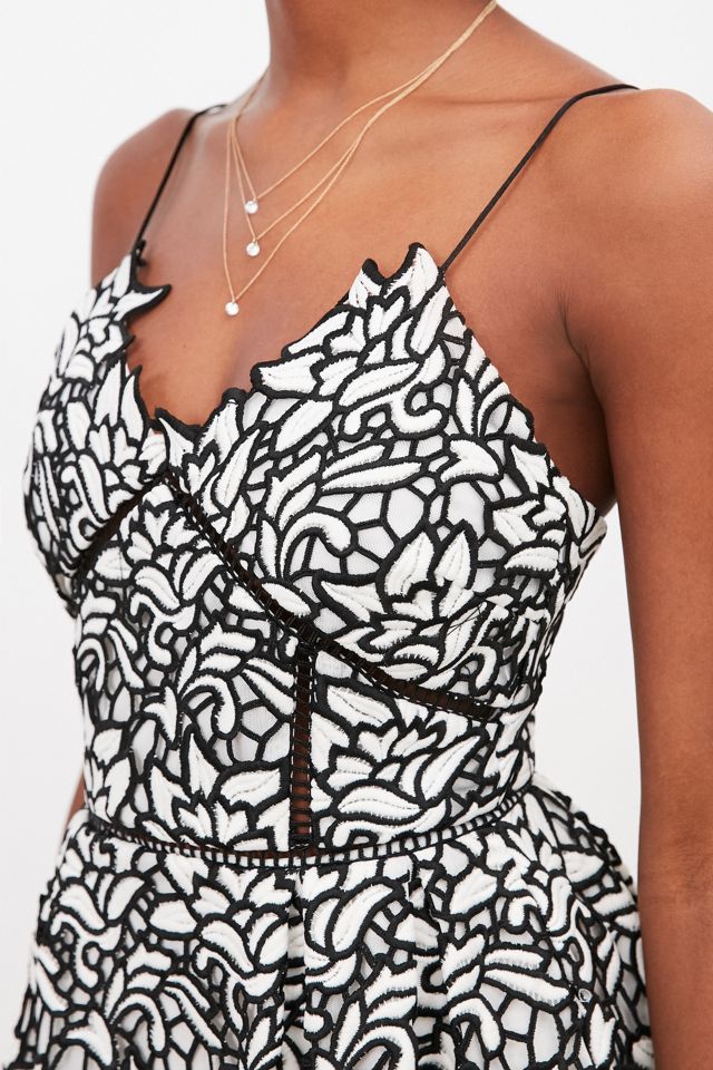 knee length dresses for ladies Shannon 3D Floral Midi Dress In White – Elliatt main image 0