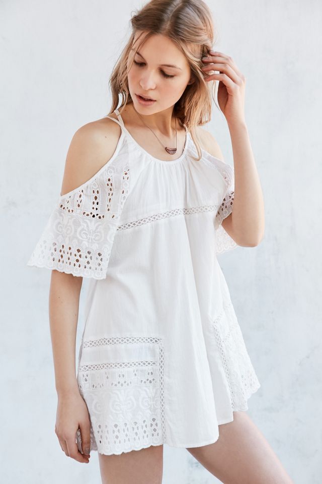 d.RA Nancy Embroidered Hem Cold Shoulder Tunic Dress #1