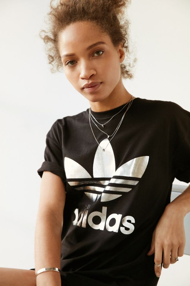 T-shirt imprimé double logo argent adidas Originals #1