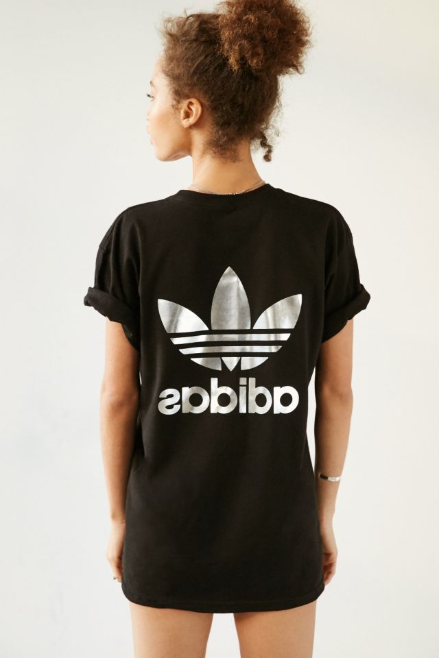 T-shirt imprimé double logo argent adidas Originals #2
