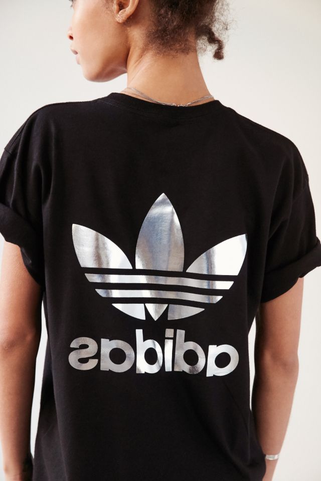 T-shirt imprimé double logo argent adidas Originals #4