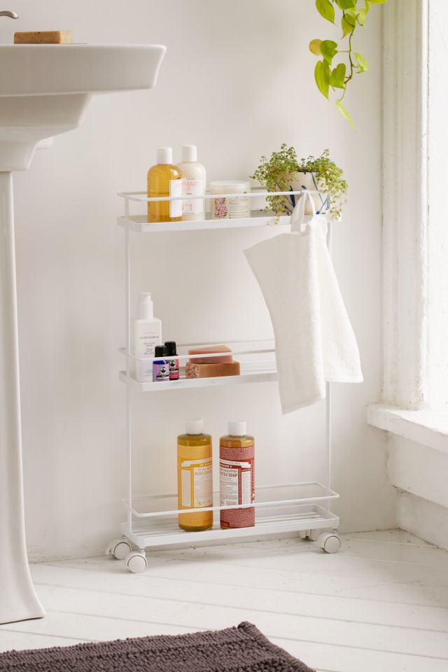 Yamazaki Tower Rolling Slim Bathroom Cart - White