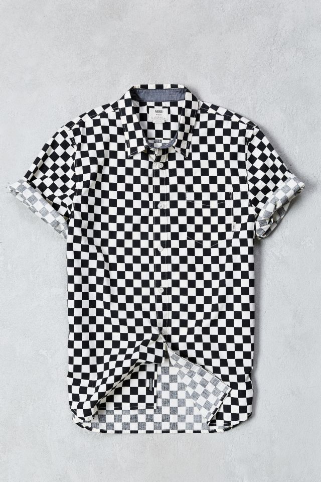 Uventet Slip sko Formålet Vans Checkerboard Print Short-Sleeve Button-Down Shirt | Urban Outfitters