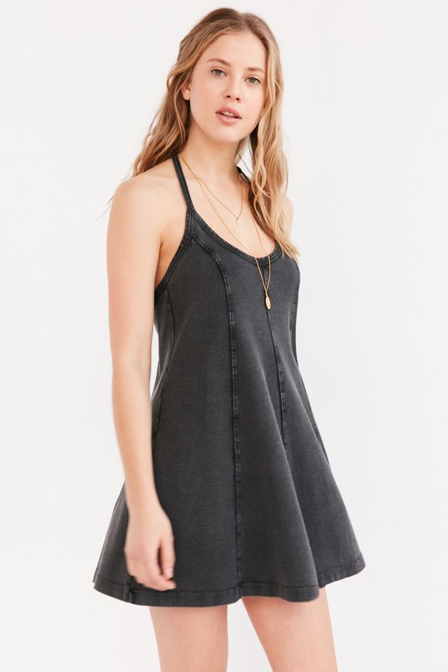 knee length dresses for ladies Black Satin Lace Midi Slip Dress main image 0