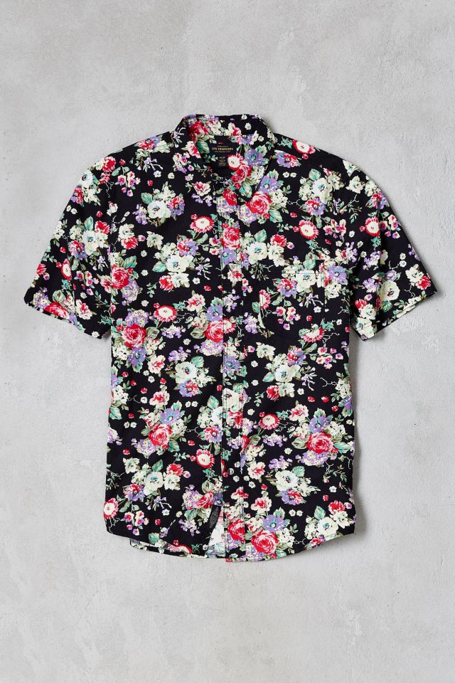 CPO Navy Rose Floral Print Short-Sleeve Button-Down Shirt #1