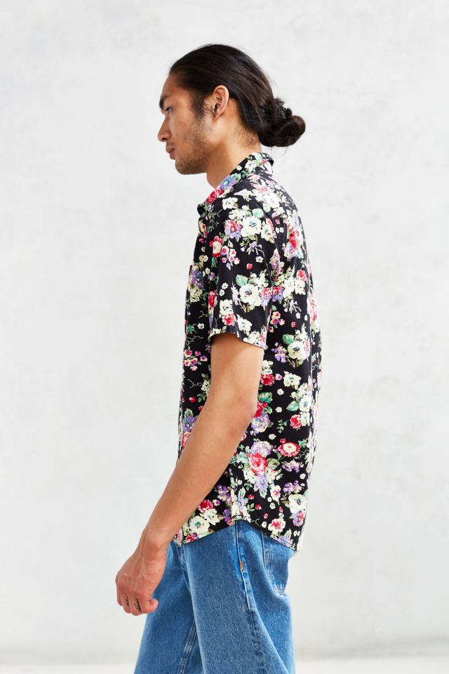 CPO Navy Rose Floral Print Short-Sleeve Button-Down Shirt #3