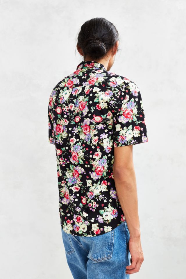 CPO Navy Rose Floral Print Short-Sleeve Button-Down Shirt #4