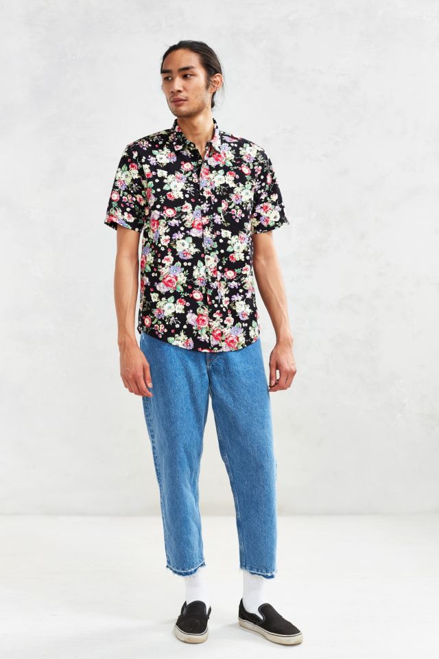 CPO Navy Rose Floral Print Short-Sleeve Button-Down Shirt #5