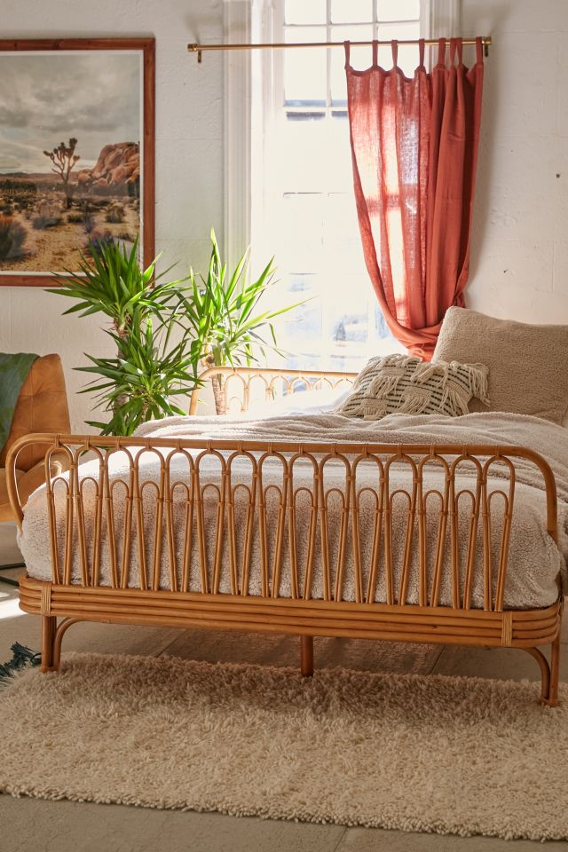 Queen rattan bed deals frame