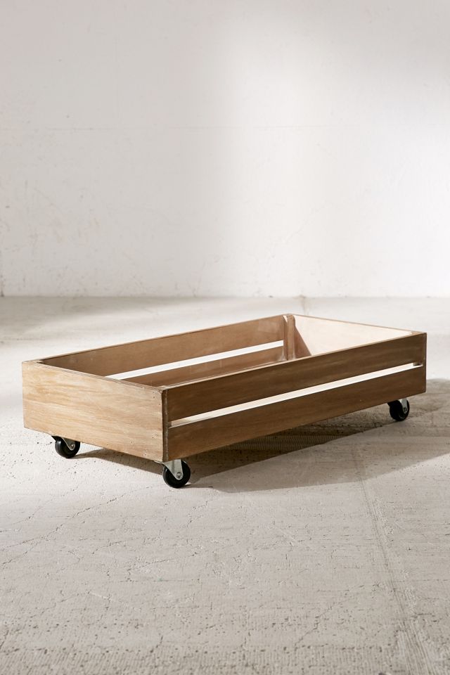 Under-The-Bed Rolling Wood Storage Box #1