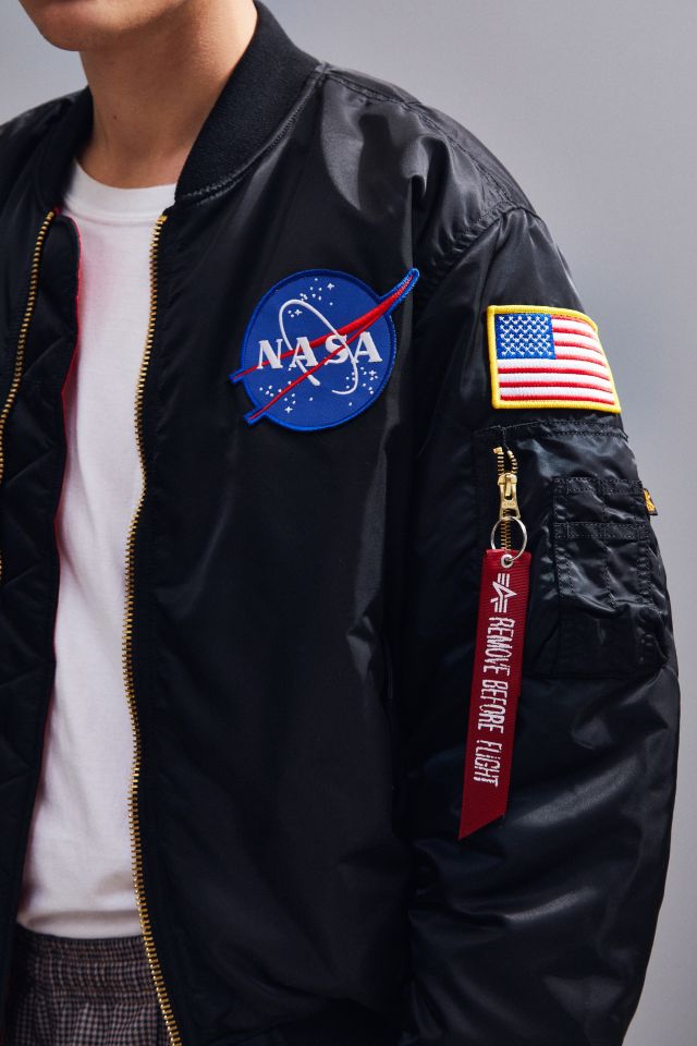 Alpha Industries Men's NASA Apollo MA-1 Bomber Jacket, Black