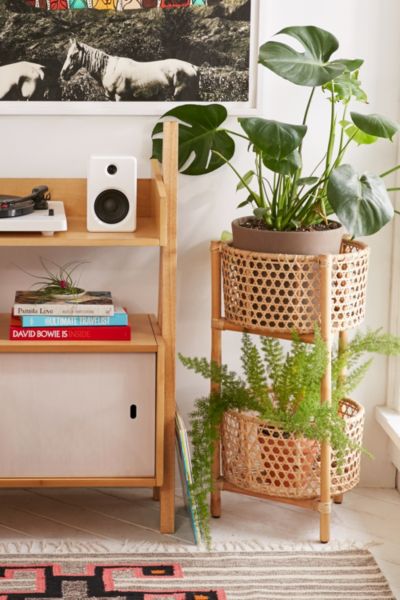 Rattan Two Tier Stand | Urban Outfitters