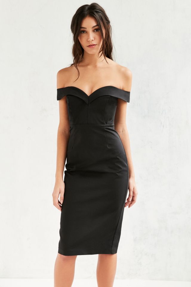 Bardot off the shoulder midi sale dress