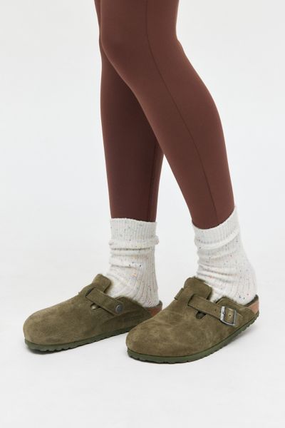 Birkenstock Boston Buckled Suede Clogs In Thyme